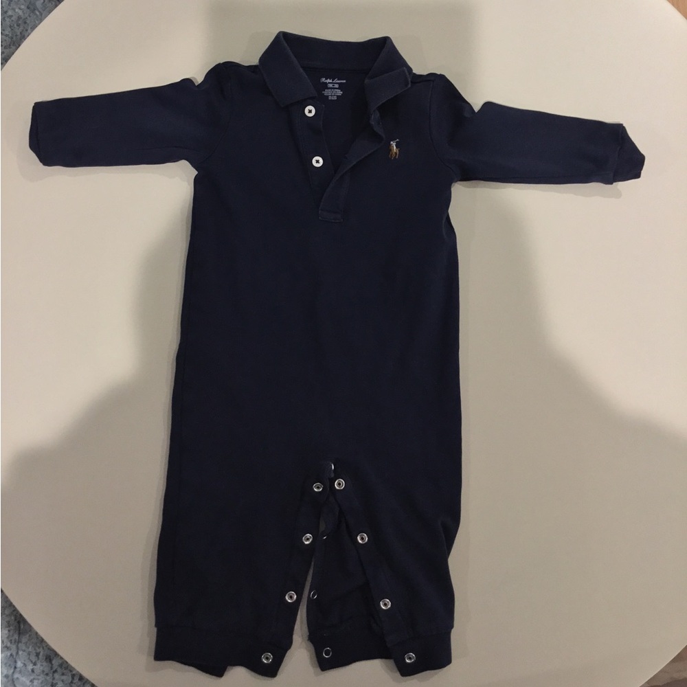 Polo by Ralph Lauren Navy Long-Sleeve Baby One-Piece